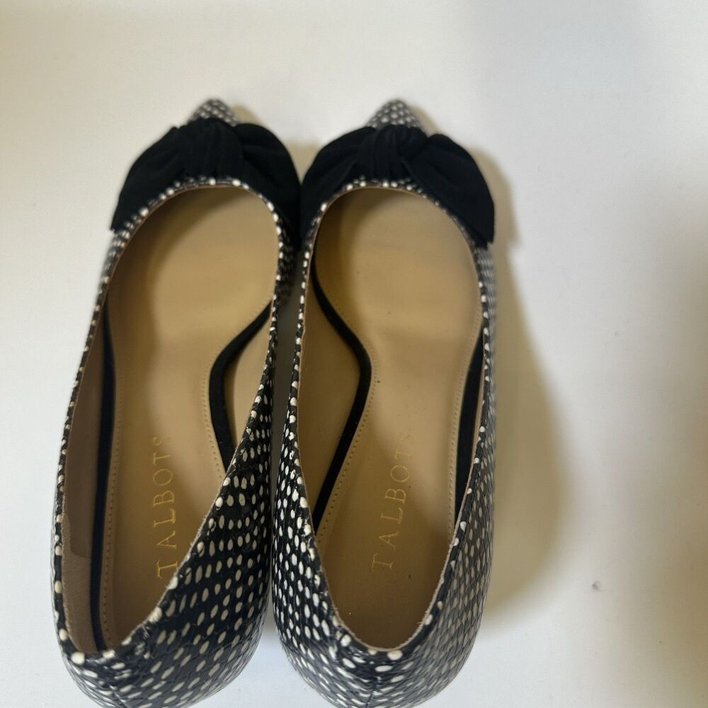 Talbots Polka Dot Bow Heels Black White Kitten Heel Pumps Women 7.5 - Picture 5 of 7